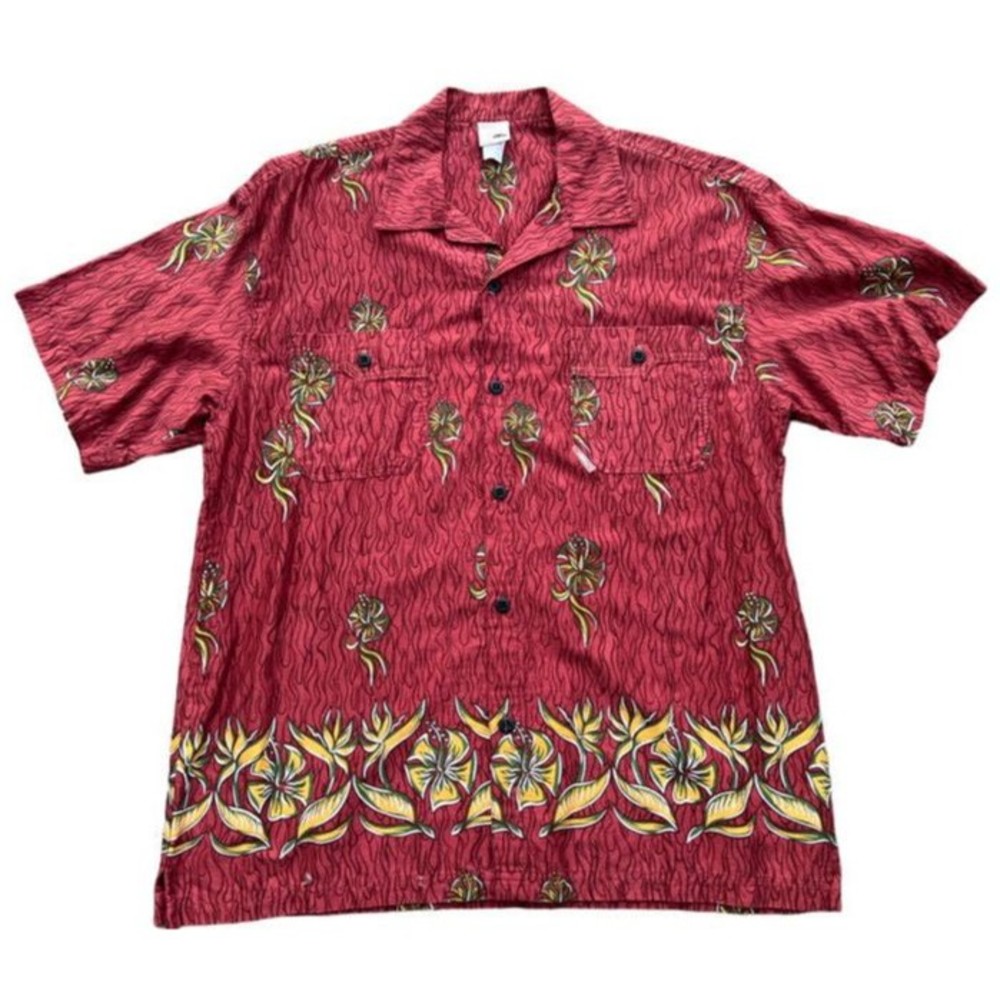 Vintage No Fear Button Up Short Sleeve Floral Hawaiian Shirt  Mens Large